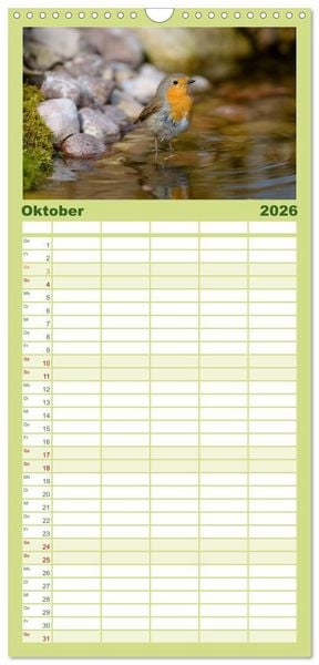Produktbild: Familienplaner 2026 - V&ouml;gel mit 5 Spalten (Wandkalender, 21 x 45 cm) CALVENDO