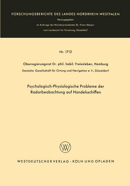 Produktbild: Psychologisch-Physiologische Probleme der Radarbeobachtung auf Handelsschiffen