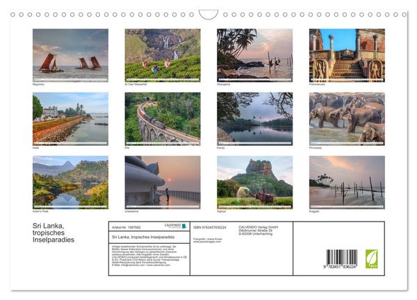 Produktbild: Sri Lanka, tropisches Inselparadies (Wandkalender 2026 DIN A3 quer), CALVENDO Monatskalender