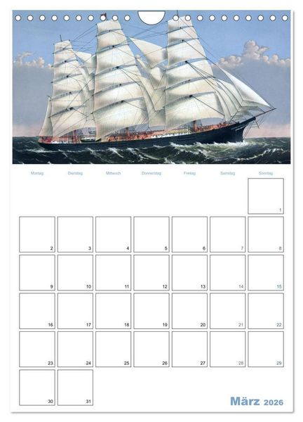 Produktbild: Segelschiffe - mit Planerfunktion (Wandkalender 2026 DIN A4 hoch), CALVENDO Monatskalender