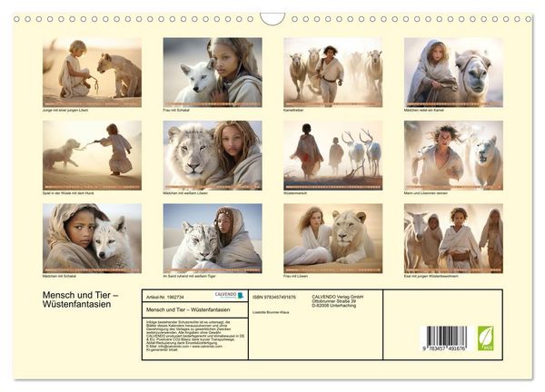 Produktbild: Mensch und Tier &ndash; W&uuml;stenfantasien (Wandkalender 2026 DIN A3 quer), CALVENDO Monatskalender