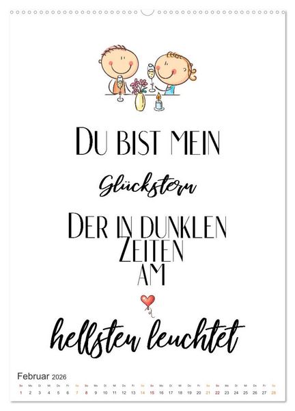 Produktbild: Liebesspr&uuml;che (hochwertiger Premium Wandkalender 2026 DIN A2 hoch), Kunstdruck in Hochglanz