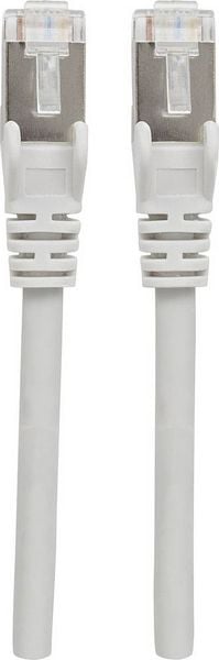 Produktbild: Intellinet 741040 RJ45 Patchkabel CAT 6a S/FTP 10.00 m Grau Folienschirm, Geflechtschirm, Geschirmt, Halogenfrei 1 St.