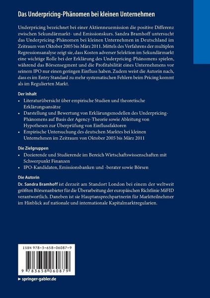 Produktbild: Das Underpricing-Ph&auml;nomen bei kleinen Unternehmen