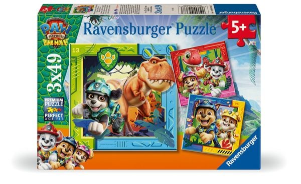 Produktbild: Kinderpuzzle 3x49 Teile - Paw Patrol 3 Dino Movie