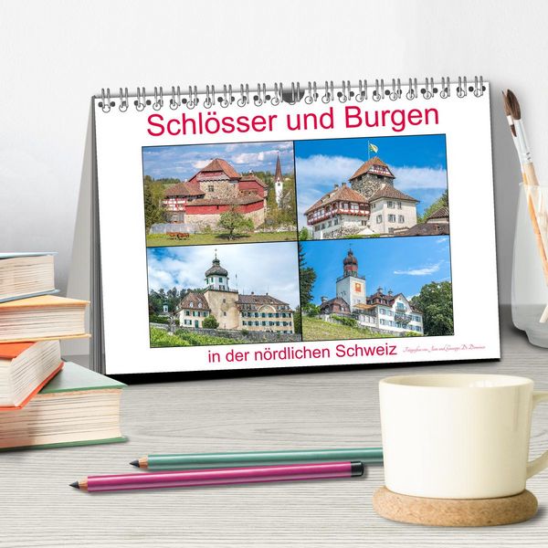 Produktbild: Schl&ouml;sser und Burgen in der n&ouml;rdlichen Schweiz (Tischkalender 2026 DIN A5 quer), CALVENDO Monatskalender
