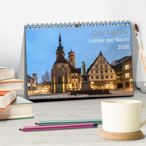 Produktbild: City Lights - Lichter der Nacht (Tischkalender 2026 DIN A5 quer), CALVENDO Monatskalender