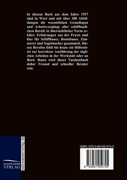 Produktbild: Taschenbuch f&uuml;r Schiffbauer, Bootbauer, Schiffzimmerer und Segelmacher