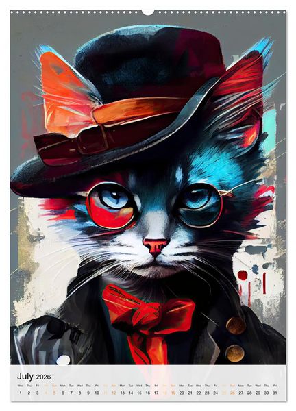 Produktbild: Hipster Cats (High Quality Premium Wall Calendar 2026 DIN A2 portrait),CALVENDO 12 Month Wall Calendar