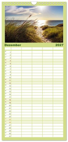 Produktbild: Familienplaner 2027 - Sylt mein Inselblick mit 5 Spalten (Wandkalender, 21 x 45 cm) CALVENDO