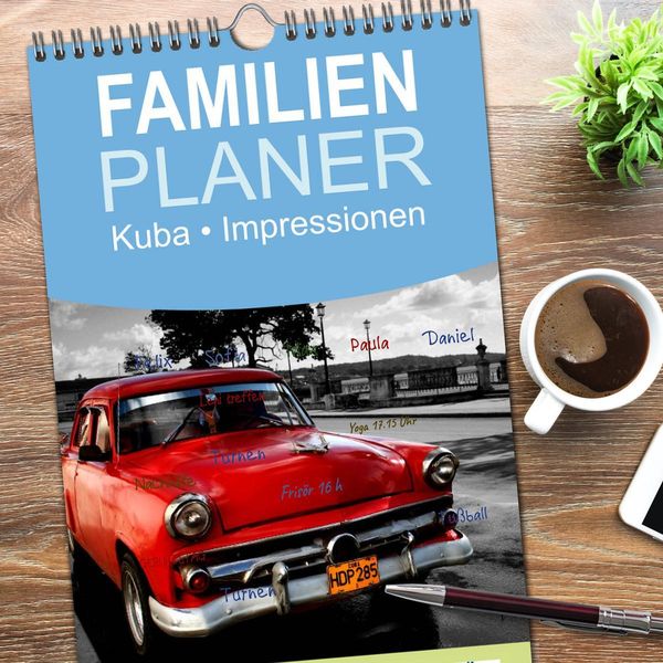 Produktbild: Familienplaner 2026 - Kuba &bull; Impressionen mit 5 Spalten (Wandkalender, 21 x 45 cm) CALVENDO