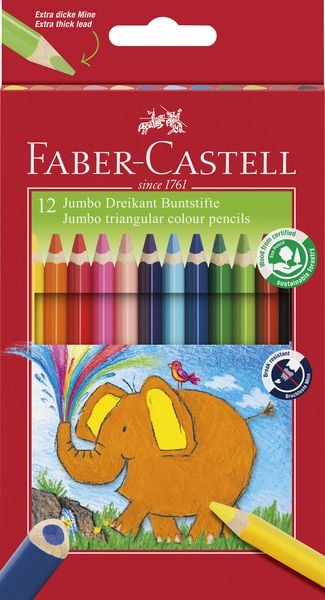 Produktbild: Faber-Castell Buntstifte dreikant Jumbo 5.4mm 12er Karton
