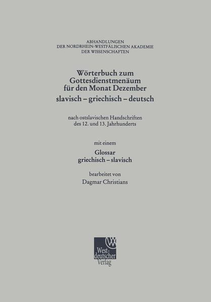 Produktbild: W&ouml;rterbuch zum Gottesdienstmen&auml;um f&uuml;r den Monat Dezember slavisch - griechisch - deutsch