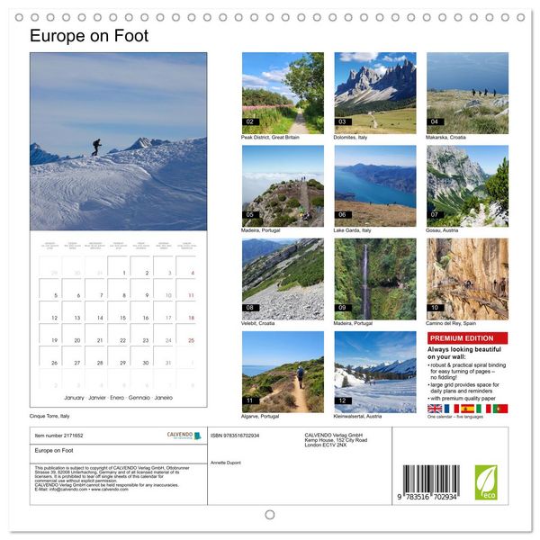 Produktbild: Europe on Foot (Wall Calendar 2026 12 &times; 12 Inch) CALVENDO 12 Month Wall Calendar
