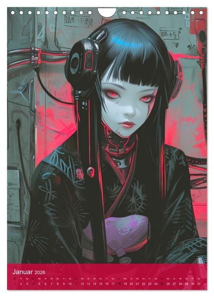 Produktbild: Manga-Comics. Cyberpunk Anime. Science Fiction Girls (Wandkalender 2026 DIN A4 hoch), CALVENDO Monatskalender