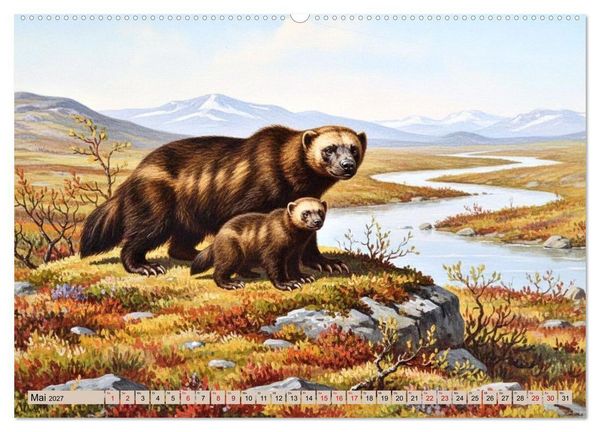 Produktbild: Nordische Tiere wie aus alten Zeiten (Wandkalender 2027 DIN A2 quer), CALVENDO Monatskalender