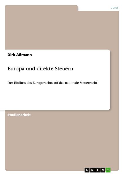 Produktbild: Europa und direkte Steuern