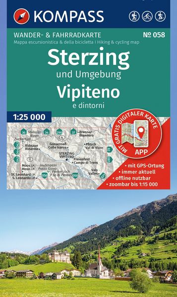 Produktbild: KOMPASS Wanderkarte 058 Sterzing und Umgebung / Vipiteno e dintorni 1:25.000