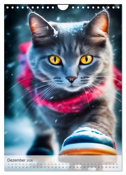 Produktbild: Outdoorsport f&uuml;r Katzen (Wandkalender 2026 DIN A4 hoch), CALVENDO Monatskalender