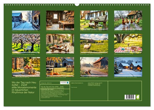 Produktbild: Wo der Tag nach Heu duftet - Zw&ouml;lf stille Monatsmomente im b&auml;uerlichen Rhythmus der Natur (Wandkalender 2026 DIN A2 quer), CALVENDO Monatskalender