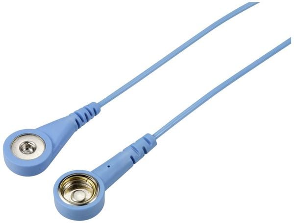 Produktbild: TRU COMPONENTS TC-12358912 ESD-Erdungskabel Hellblau 1.80m Druckknopf 4 mm, Druckknopf 10mm