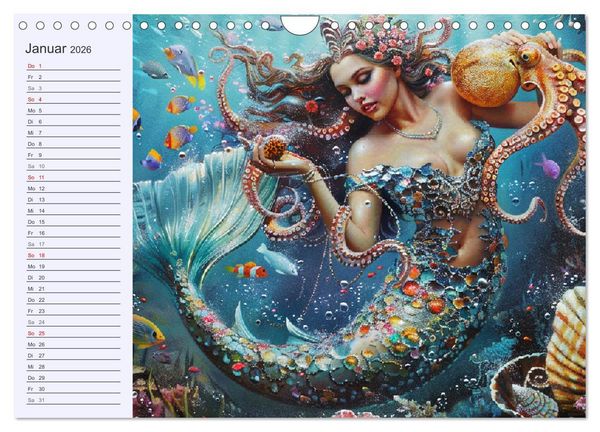 Produktbild: Meerjungfrauen. Zauberhafte Nixen-Paintings (Wandkalender 2026 DIN A4 quer), CALVENDO Monatskalender