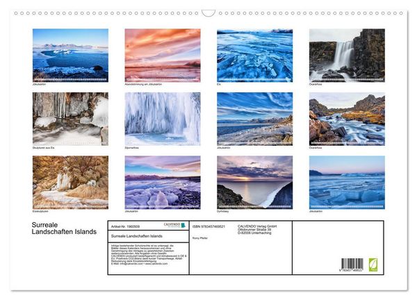 Produktbild: Surreale Landschaften Islands (Wandkalender 2026 DIN A2 quer), CALVENDO Monatskalender