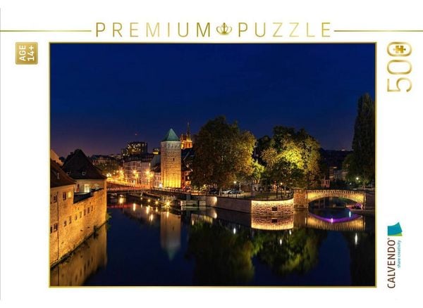 CALVENDO Puzzle La Petite France zur Blauen Stunde | 500 Teile Lege-Größe 48 × 36 cm Foto-Puzzle für Erwachsene