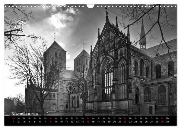 Produktbild: M&uuml;nster in schwarz-wei&szlig; gesehen (Wandkalender 2026 DIN A3 quer), CALVENDO Monatskalender