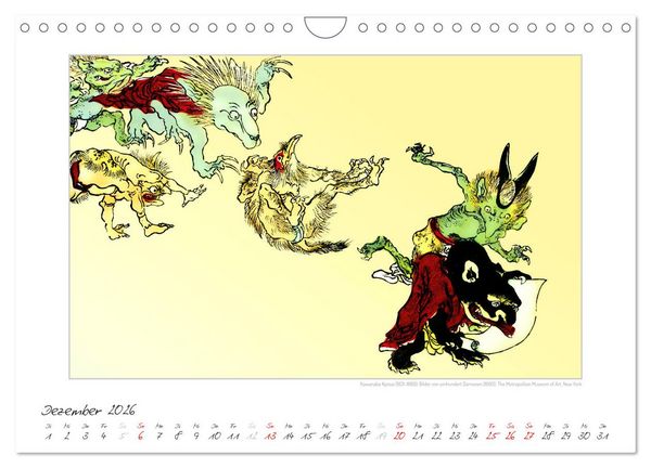 Produktbild: Kawanabe Kyosai - Einhundert D&auml;monen Kunstkalender (Wandkalender 2026 DIN A4 quer), CALVENDO Monatskalender
