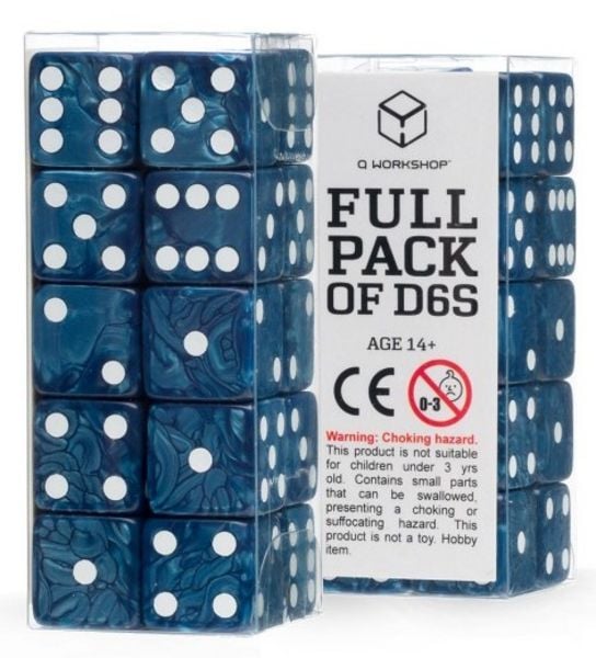 Q-Workshop QWO98451 - Full Pack of D6: Cobalt&White, Würfel (16mm), 20-teilig