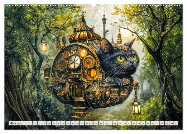 Produktbild: Steampunk Fabelwelten - Magische Kreaturen in Fantasiewelten (hochwertiger Premium Wandkalender 2027 DIN A2 quer), Kunstdruck in Hochglanz