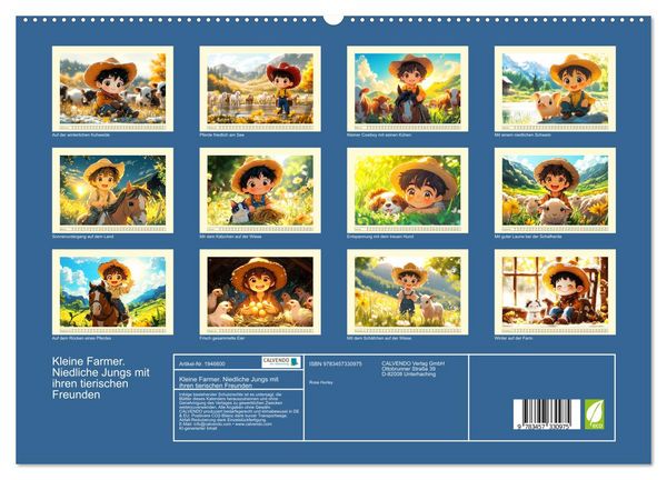 Produktbild: Kleine Farmer. Niedliche Jungs mit ihren tierischen Freunden (hochwertiger Premium Wandkalender 2026 DIN A2 quer), Kunstdruck in Hochglanz