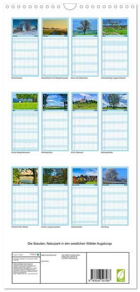Produktbild: Familienplaner 2026 - Die Stauden, Naturpark in den westlichen W&auml;lder Augsburgs mit 5 Spalten (Wandkalender, 21 x 45 cm) CALVENDO