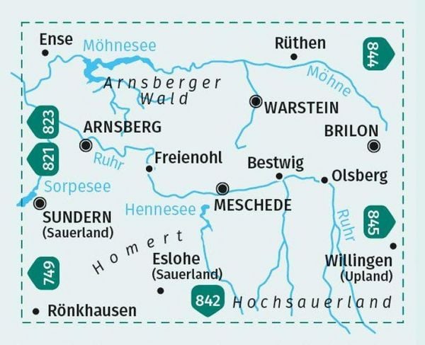 Produktbild: KOMPASS Wanderkarte 841 Sauerland Nord, Hochsauerland, Arnsberger Wald 1:50.000