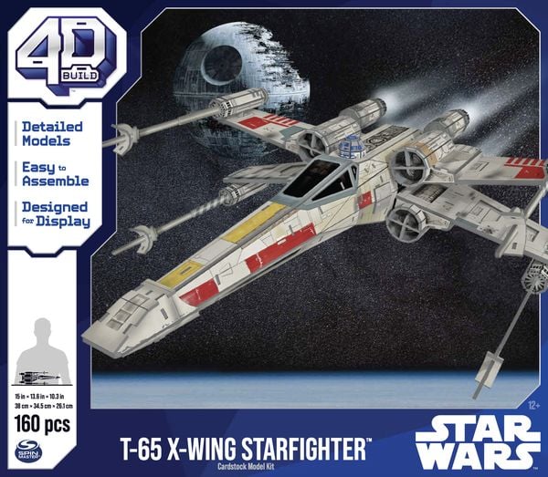 4D Build - Star Wars T-65 X-Wing Starfighter - detailreicher 3D-Modellbausatz aus hochwertigem Karton, 160 Teile, für St