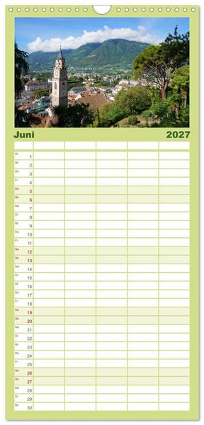 Produktbild: Familienplaner 2027 - Spaziergang in Meran mit 5 Spalten (Wandkalender, 21 x 45 cm) CALVENDO