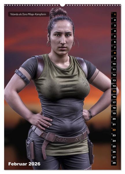 Produktbild: Yolanda, eine junge Frau in zw&ouml;lf Rollen (Wandkalender 2026 DIN A2 hoch), CALVENDO Monatskalender