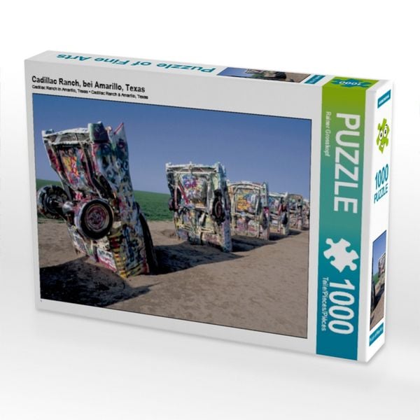 CALVENDO Puzzle Cadillac Ranch, bei Amarillo, Texas | 1000 Teile Lege-Größe 64x48cm Foto-Puzzle für glückliche Stunden