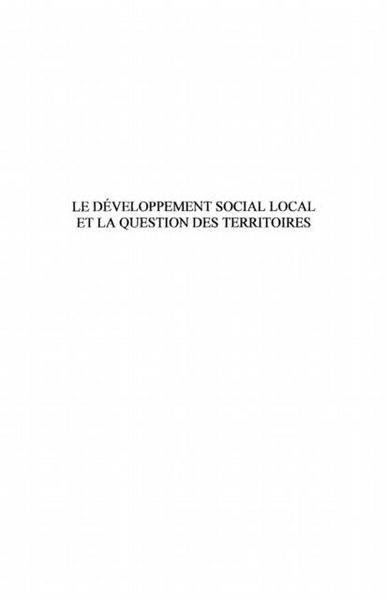 Produktbild: Le developpement social local et la question des territoires