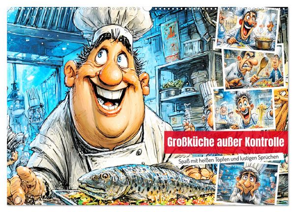 Produktbild: Gro&szlig;k&uuml;che au&szlig;er Kontrolle. Spa&szlig; mit hei&szlig;en T&ouml;pfen und lustigen Spr&uuml;chen (Wandkalender 2026 DIN A2 quer), CALVENDO Monatskalender