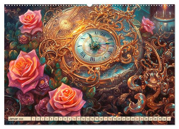 Produktbild: Floraler Steampunk (hochwertiger Premium Wandkalender 2026 DIN A2 quer), Kunstdruck in Hochglanz