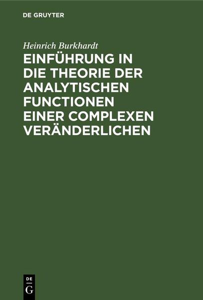 Produktbild: Einf&uuml;hrung in die Theorie der analytischen Functionen einer complexen Ver&auml;nderlichen