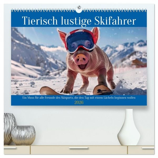 Produktbild: Tierisch lustige Skifahrer (hochwertiger Premium Wandkalender 2026 DIN A2 quer), Kunstdruck in Hochglanz