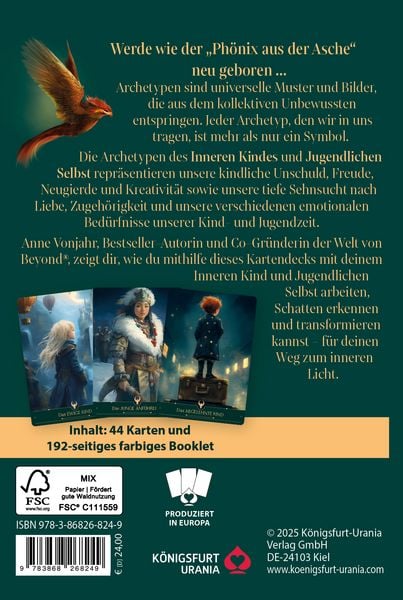 Die Phönixkarten für dein Inneres Kind - 44 Archetypenkarten und 192-seitiges farbiges Booklet