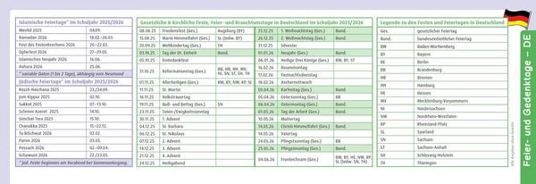 Produktbild: Der Wochen-Tischkalender für das Schuljahr 2025/2026