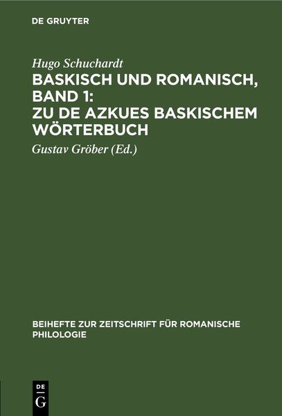 Produktbild: Baskisch und Romanisch, Band 1: Zu de Azkues Baskischem W&ouml;rterbuch