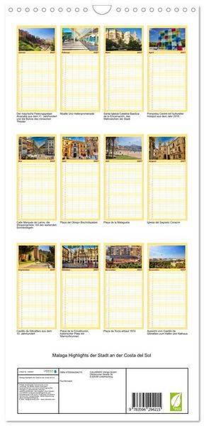 Produktbild: Familienplaner 2027 - Malaga Highlights der Stadt an der Costa del Sol mit 5 Spalten (Wandkalender, 21 x 45 cm) CALVENDO