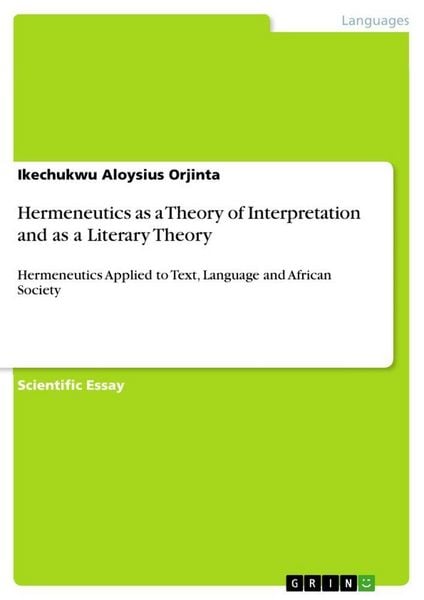 Produktbild: Hermeneutics as a Theory of Interpretation and as a Literary Theory