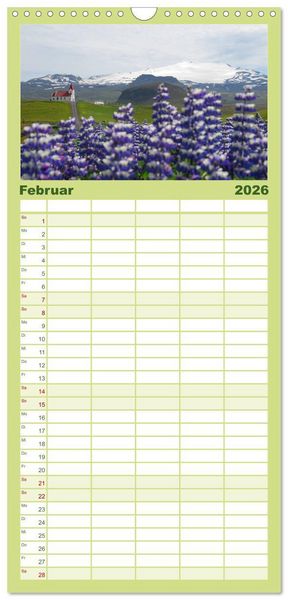 Produktbild: Familienplaner 2026 - Das ist ISLAND mit 5 Spalten (Wandkalender, 21 x 45 cm) CALVENDO